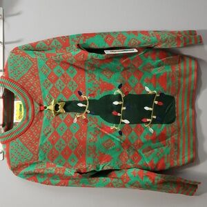Tipseyelves NWT Men's Beer Bottle Opener Red and Green Holiday Sweater
